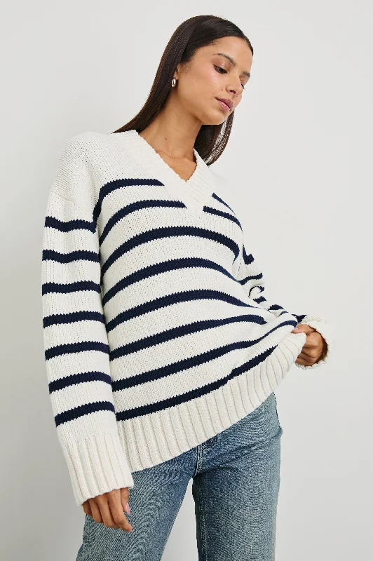 PENNY SWEATER - IVORY NAVY STRIPE