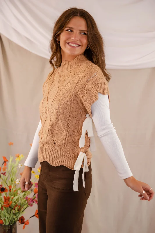 RESTOCK: Please and Thank You Sweater Vest-Mocha