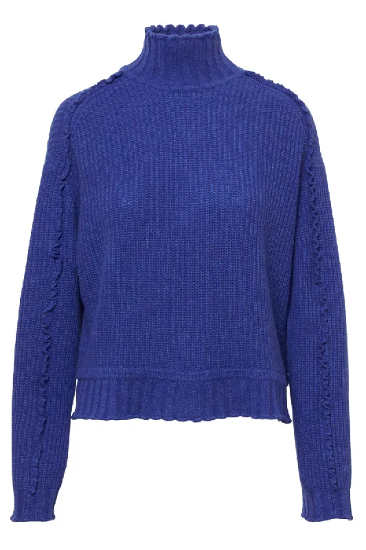 Shaker Mock Neck Ruffled Sweater