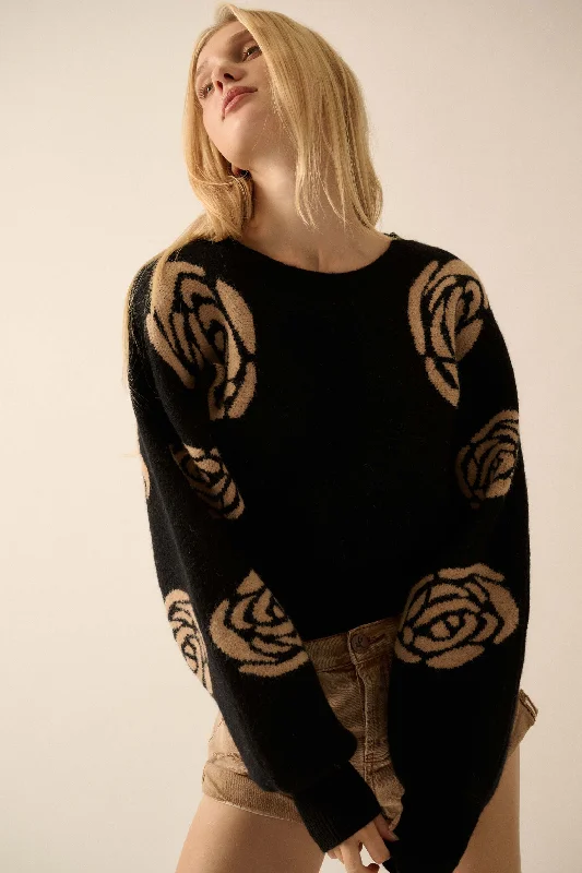 Winter Blooms Floral Jacquard Sweater